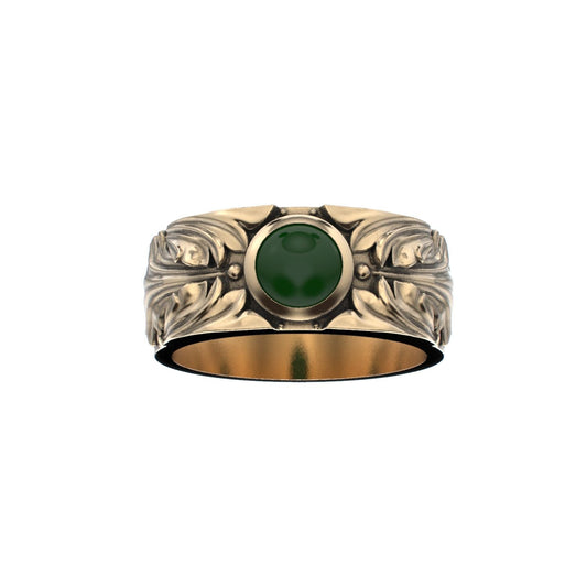 Court Filigree Ring - Jade - 9ct Gold - BeckonJewel