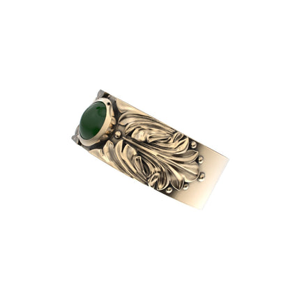 Court Filigree Ring - Jade - 9ct Gold - BeckonJewel