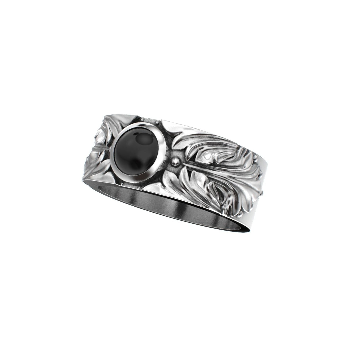 Court Filigree Ring - Onyx - 925 Silver - BeckonJewel