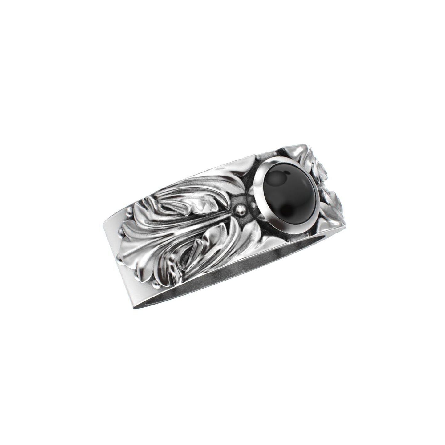 Court Filigree Ring - Onyx - 925 Silver - BeckonJewel