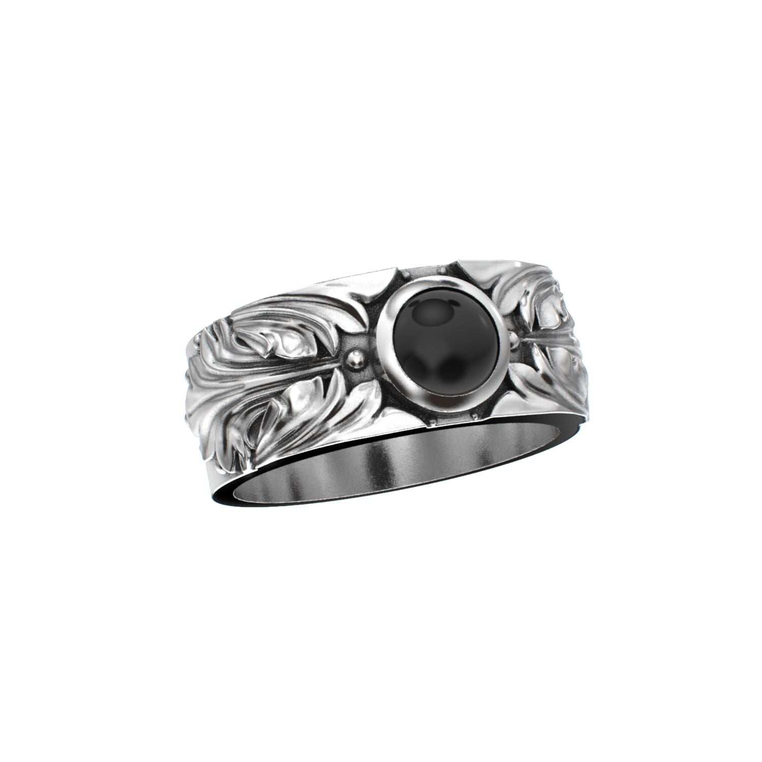 Court Filigree Ring - Onyx - 925 Silver - BeckonJewel