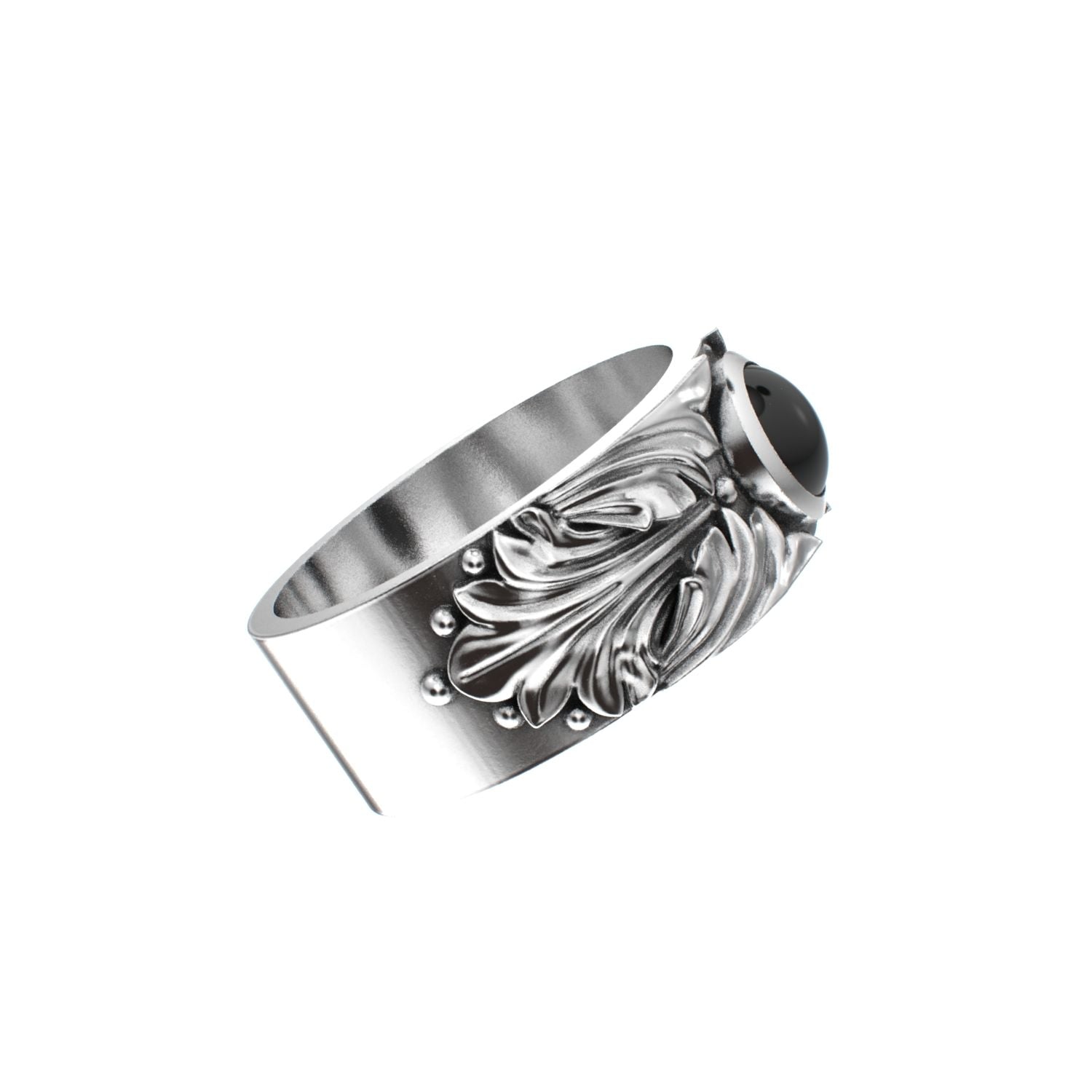 Court Filigree Ring - Onyx - 925 Silver - BeckonJewel