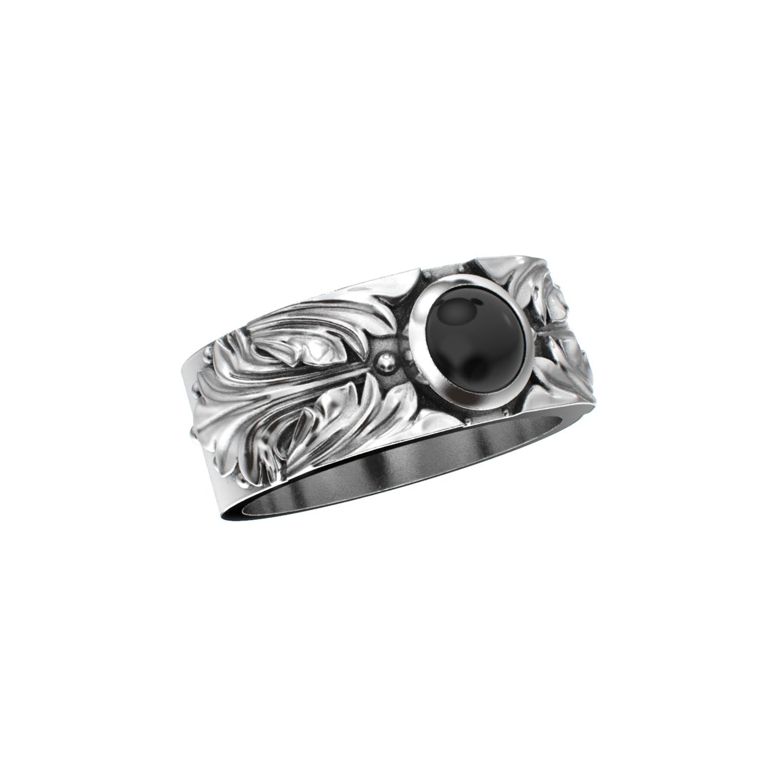 Court Filigree Ring - Onyx - 925 Silver - BeckonJewel