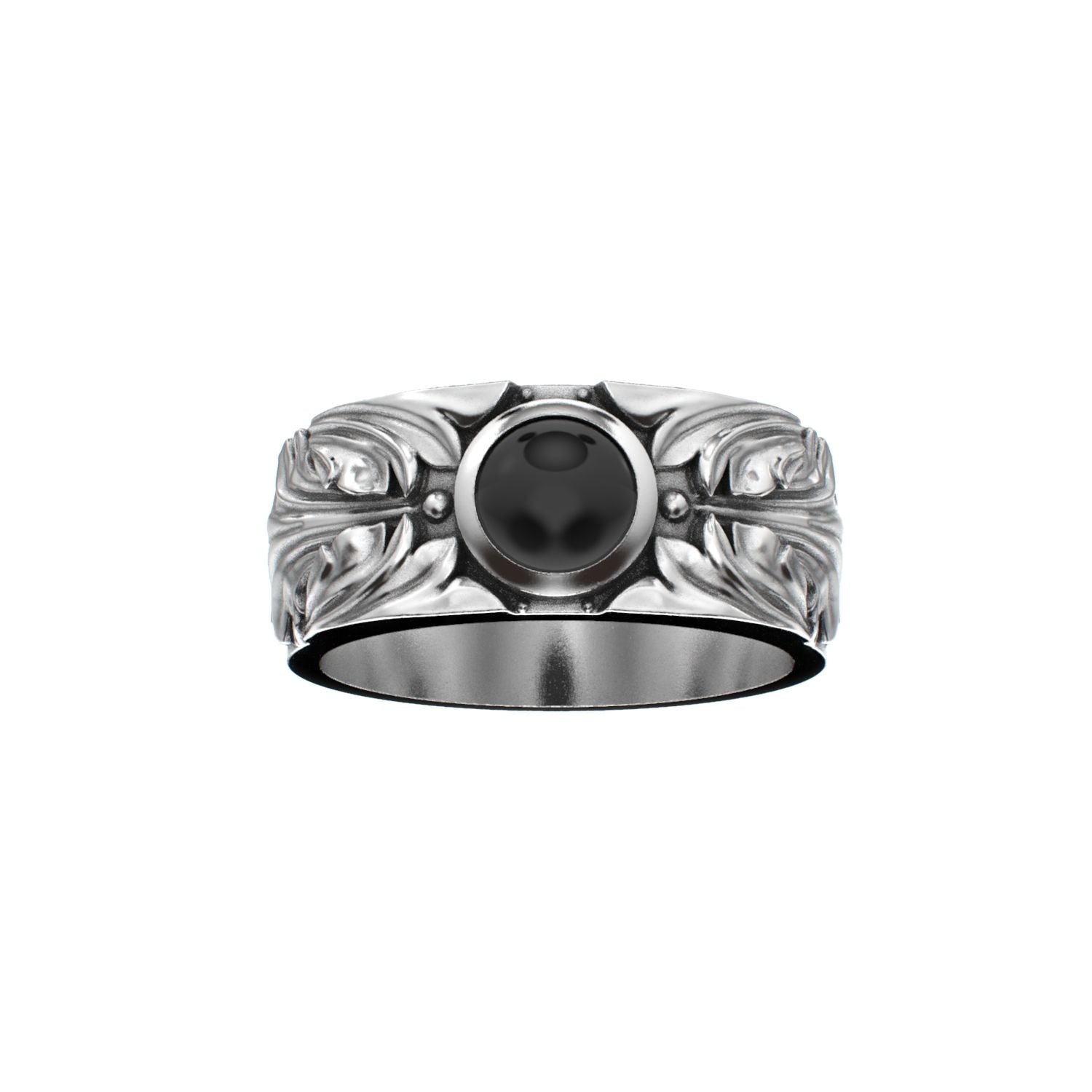 Court Filigree Ring - Onyx - 925 Silver - BeckonJewel