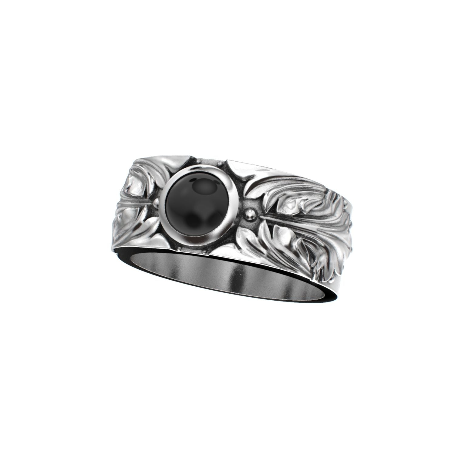 Court Filigree Ring - Onyx - 925 Silver - BeckonJewel