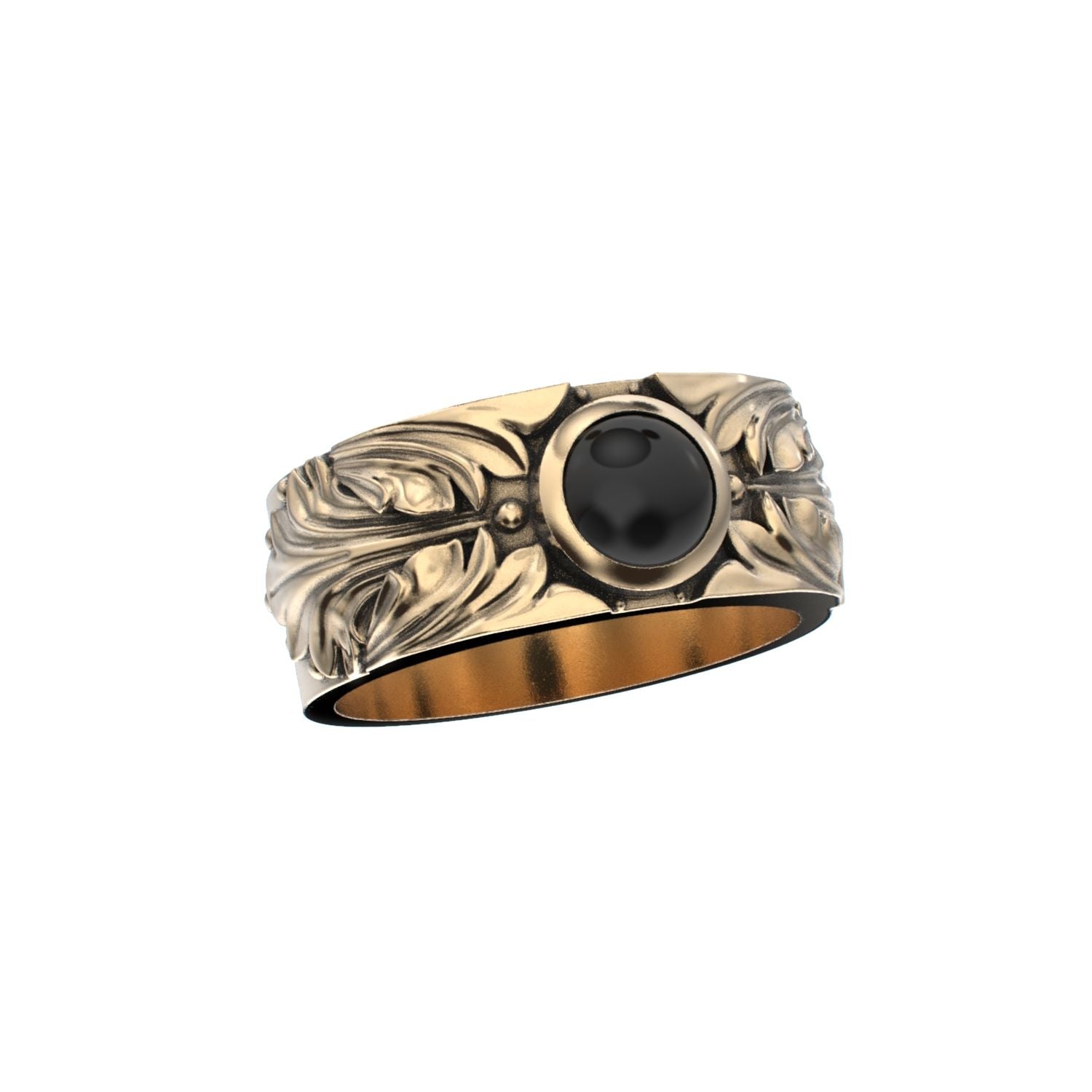 Court Filigree Ring - Onyx - 9ct Gold - BeckonJewel