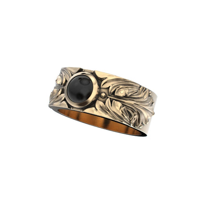 Court Filigree Ring - Onyx - 9ct Gold - BeckonJewel