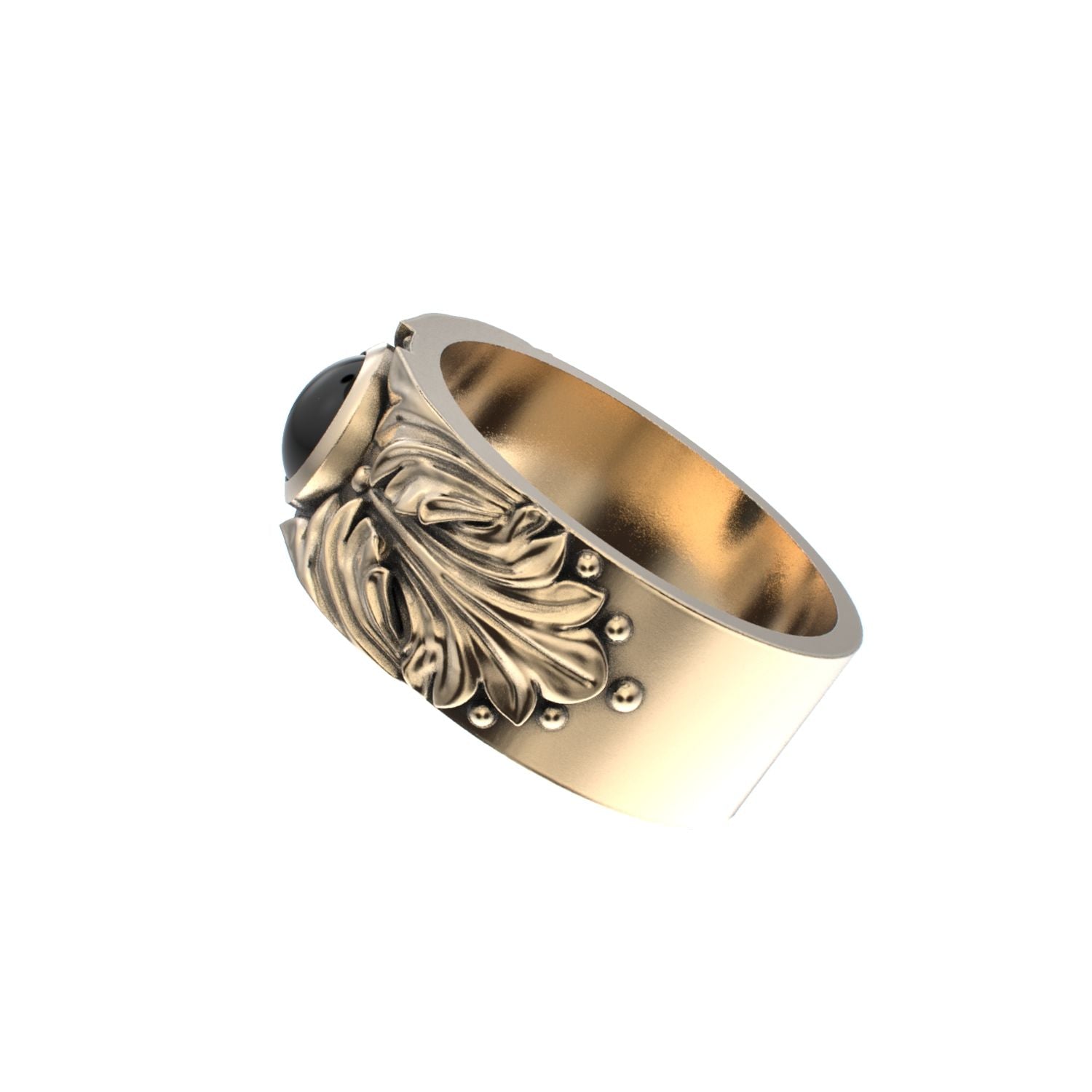 Court Filigree Ring - Onyx - 9ct Gold - BeckonJewel