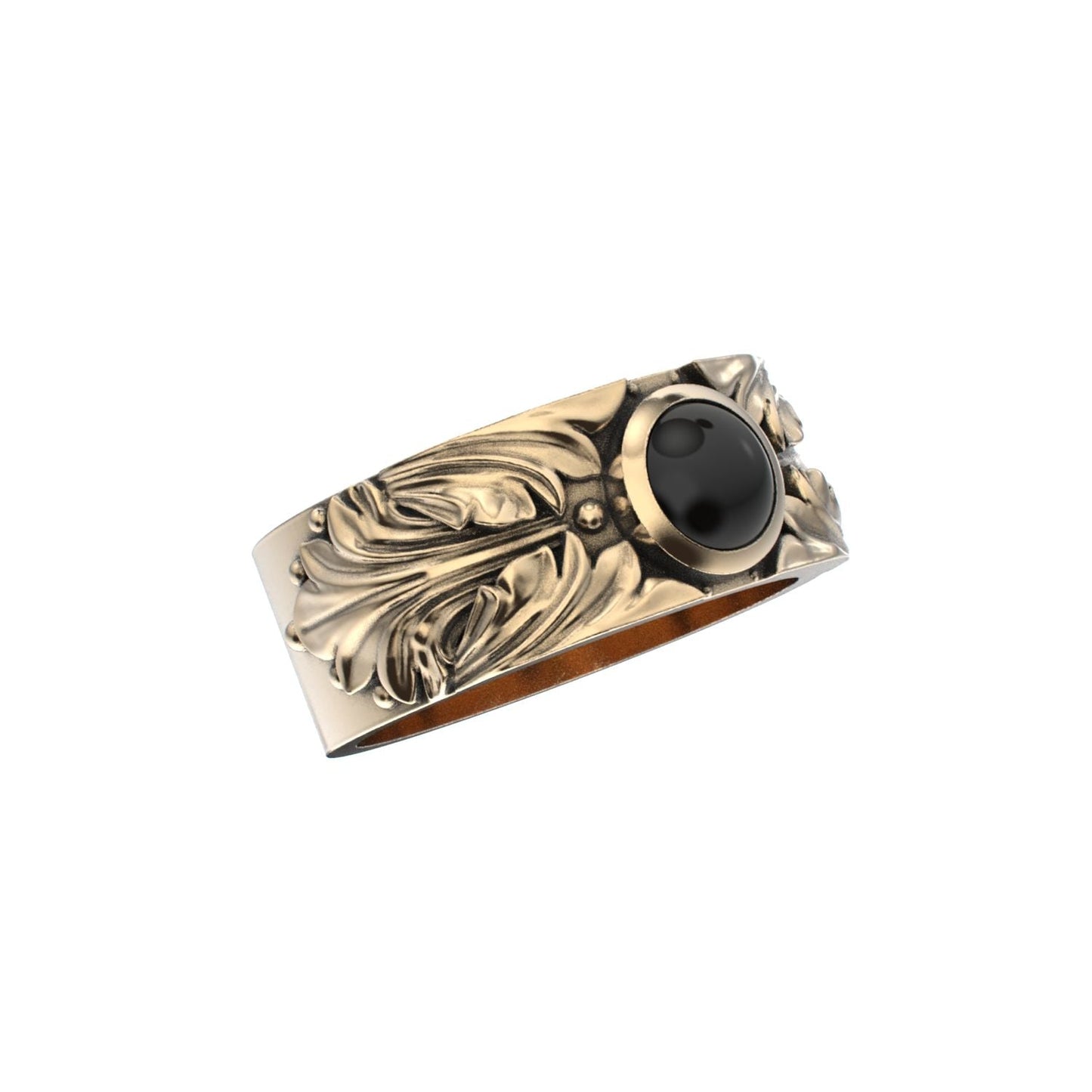 Court Filigree Ring - Onyx - 9ct Gold - BeckonJewel