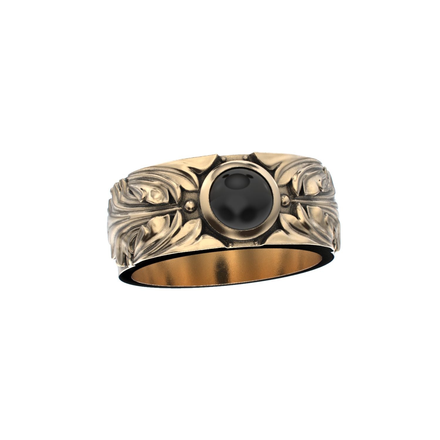 Court Filigree Ring - Onyx - 9ct Gold - BeckonJewel