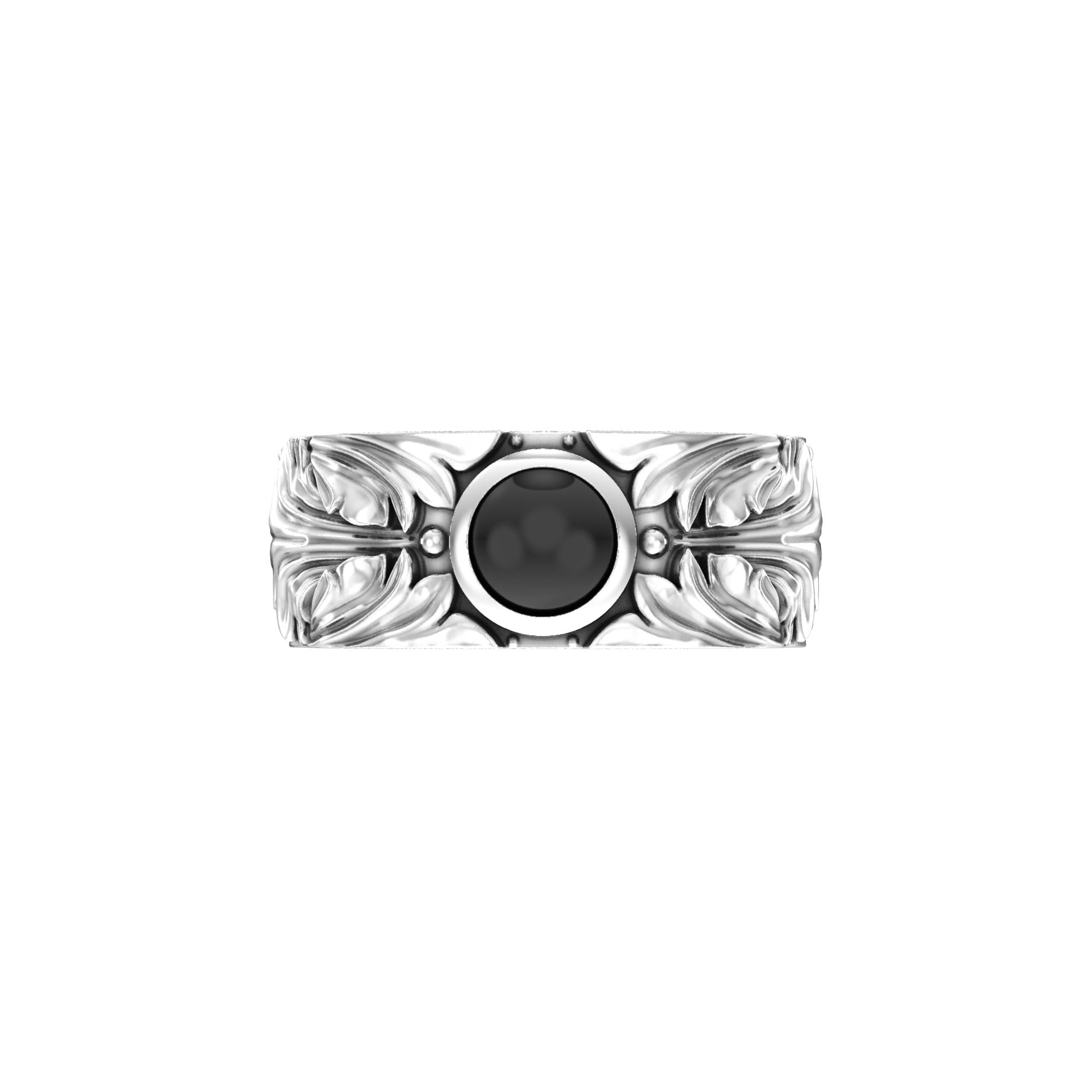 Court Filigree Ring – Onyx Cabochon | Sterling Silver - BeckonJewel