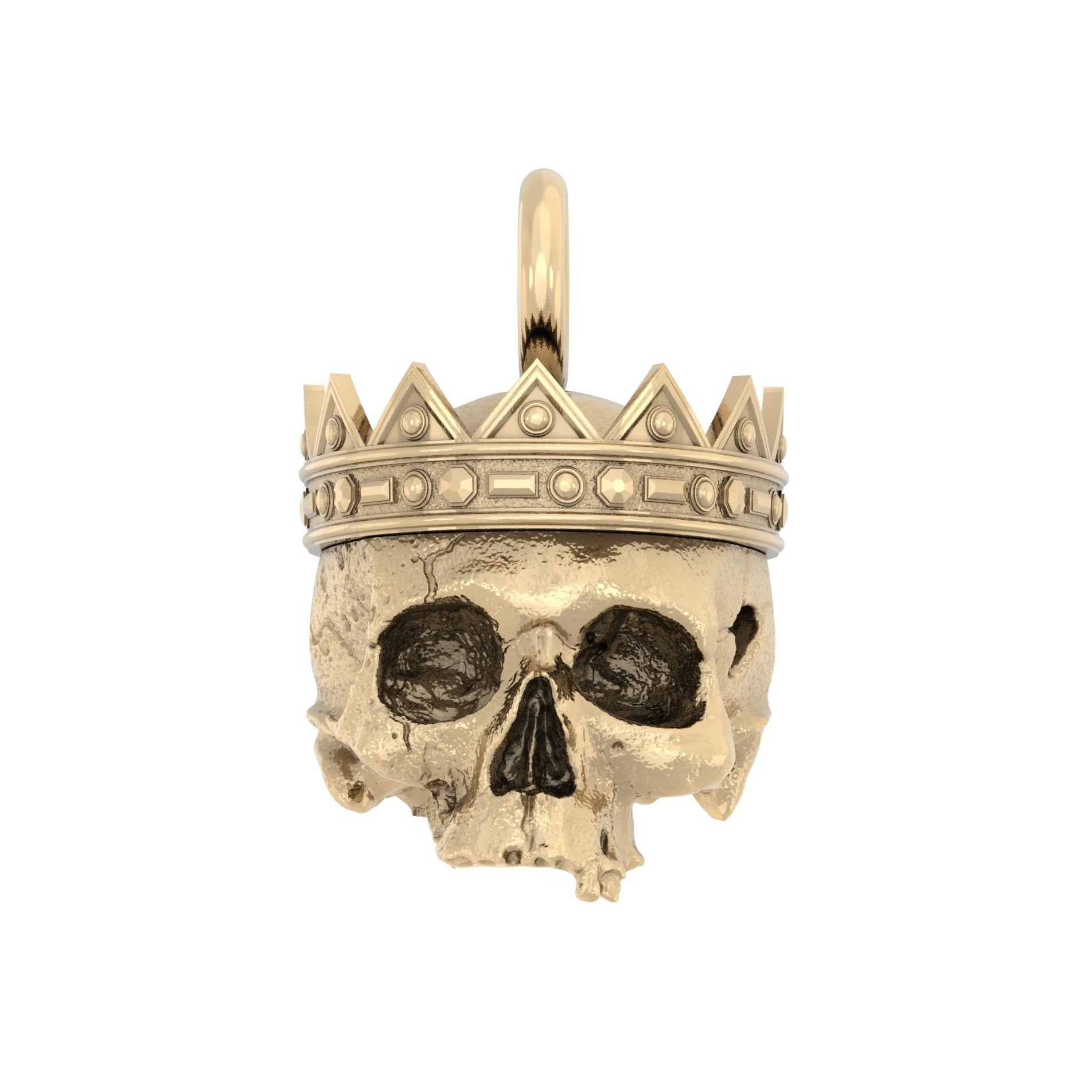 Crowned Skull Pendant | Handcrafted Solid 9ct Yellow Gold - BeckonJewel