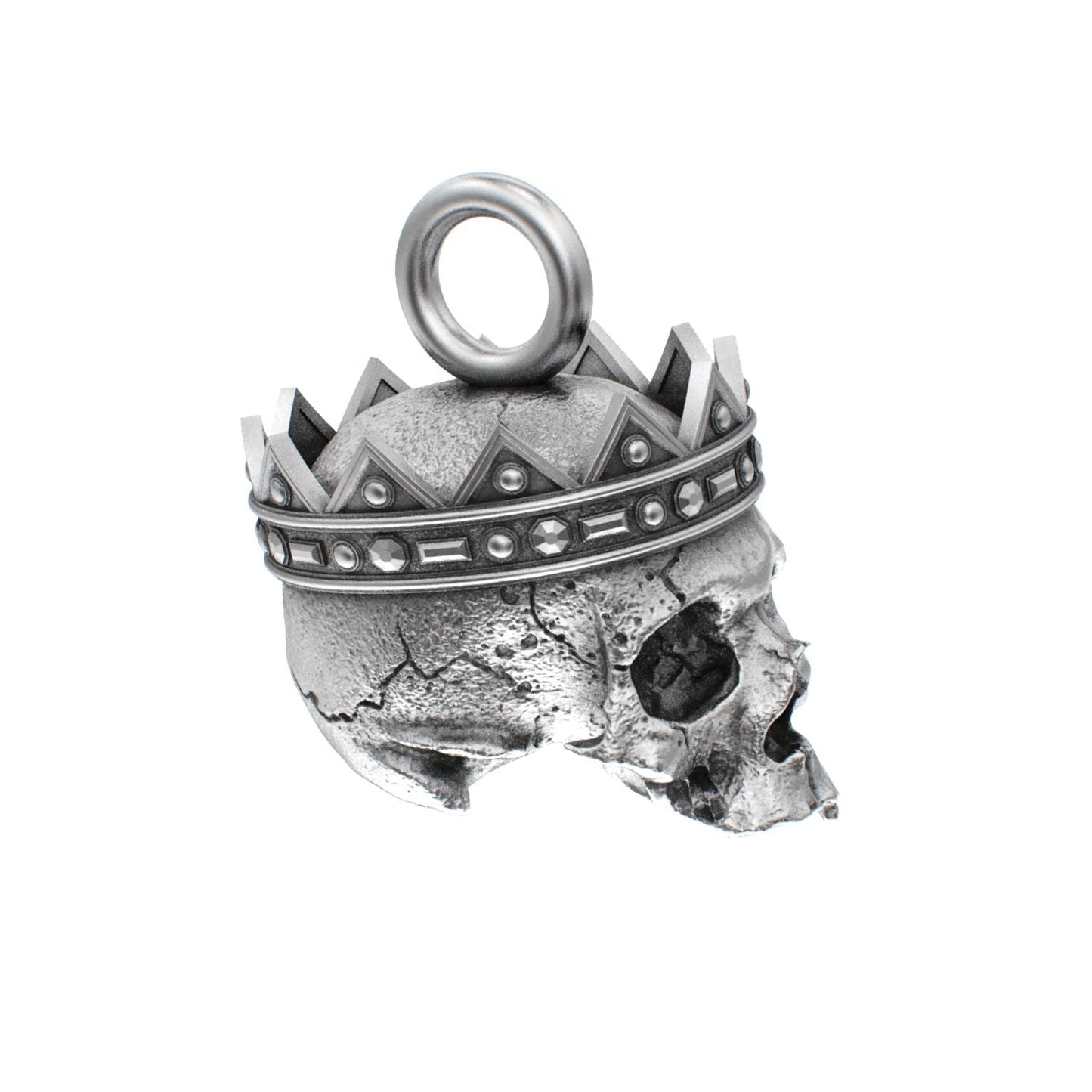 Fallen Kingdom - 925 Silver Crowned Skull Pendant - BeckonJewel