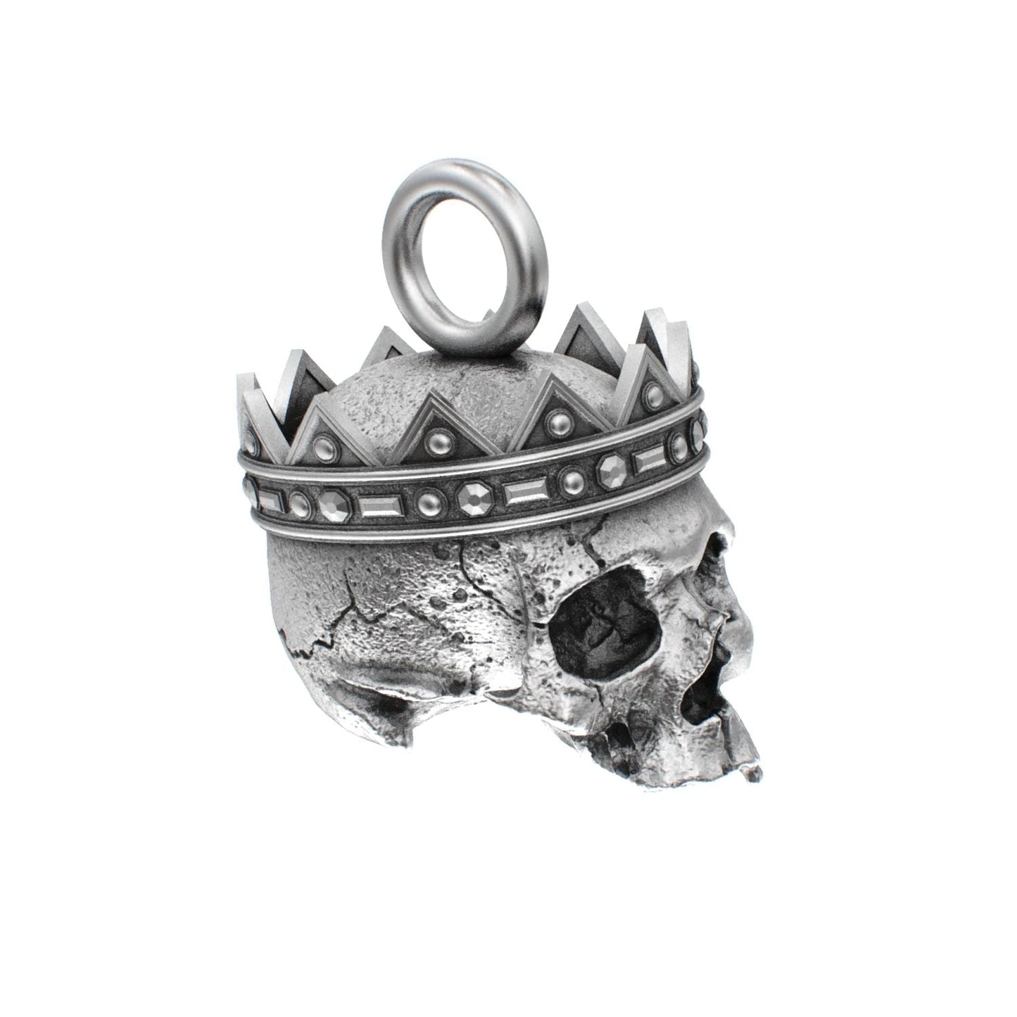 Fallen Kingdom - 925 Silver Crowned Skull Pendant - BeckonJewel