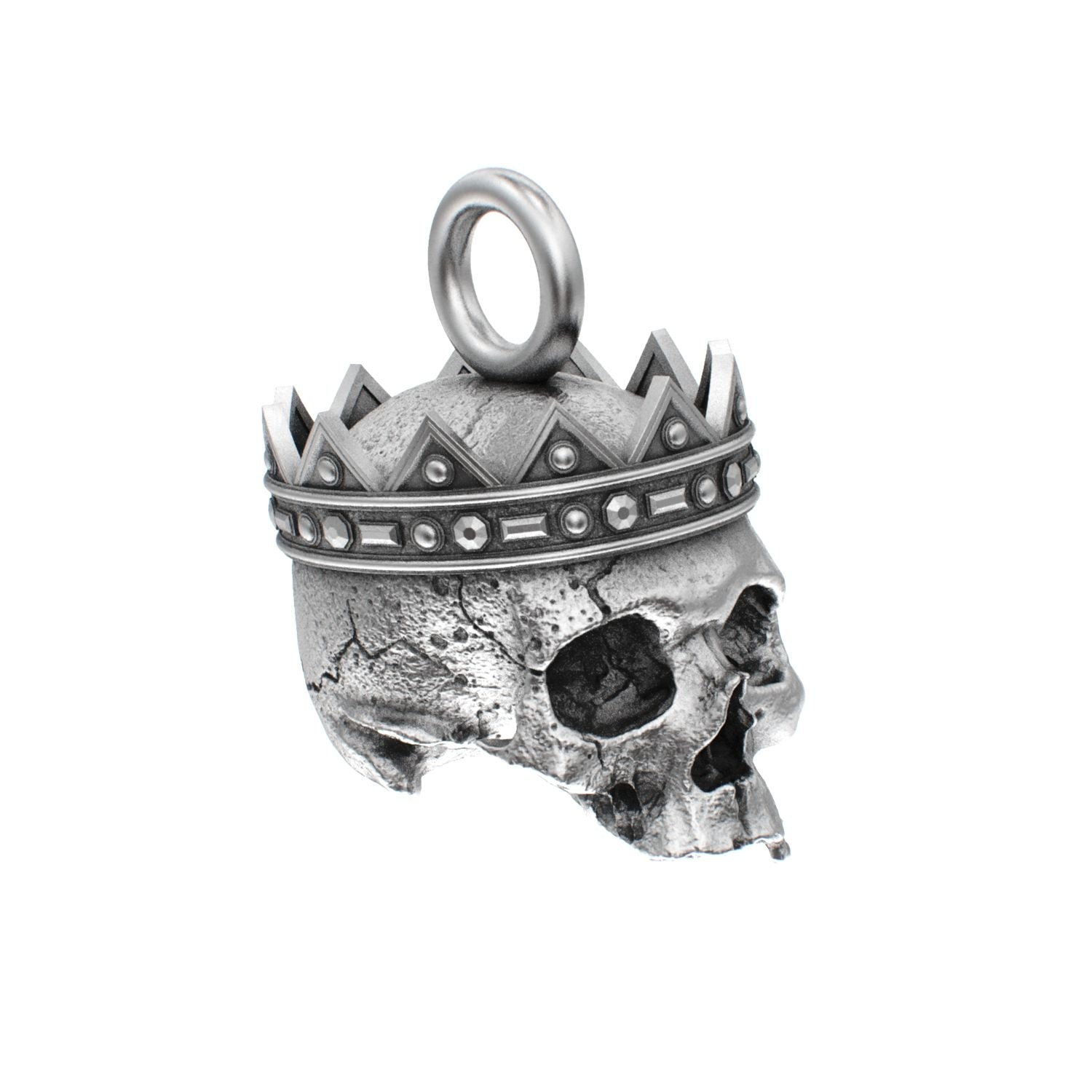 Fallen Kingdom - 925 Silver Crowned Skull Pendant - BeckonJewel