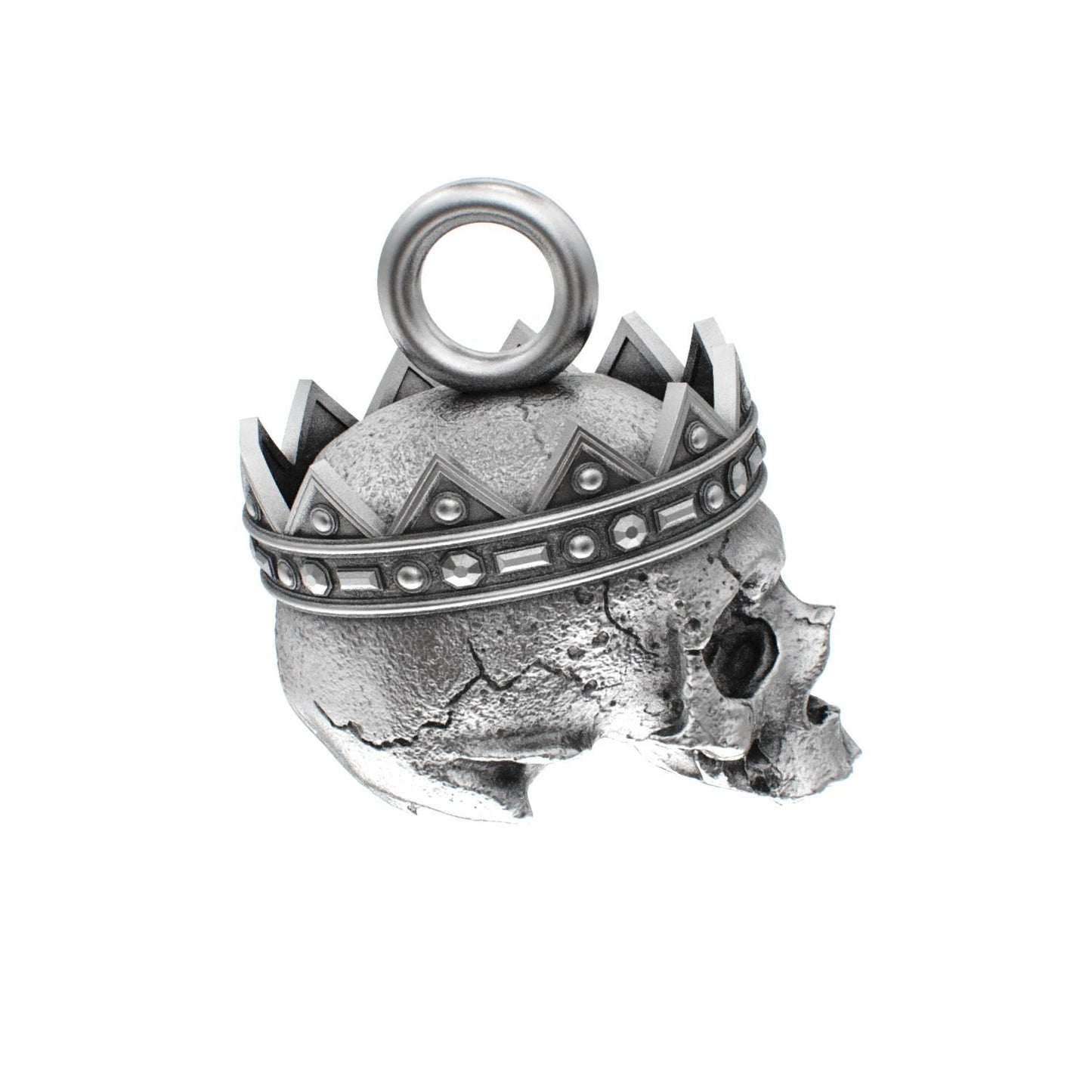 Fallen Kingdom - 925 Silver Crowned Skull Pendant - BeckonJewel