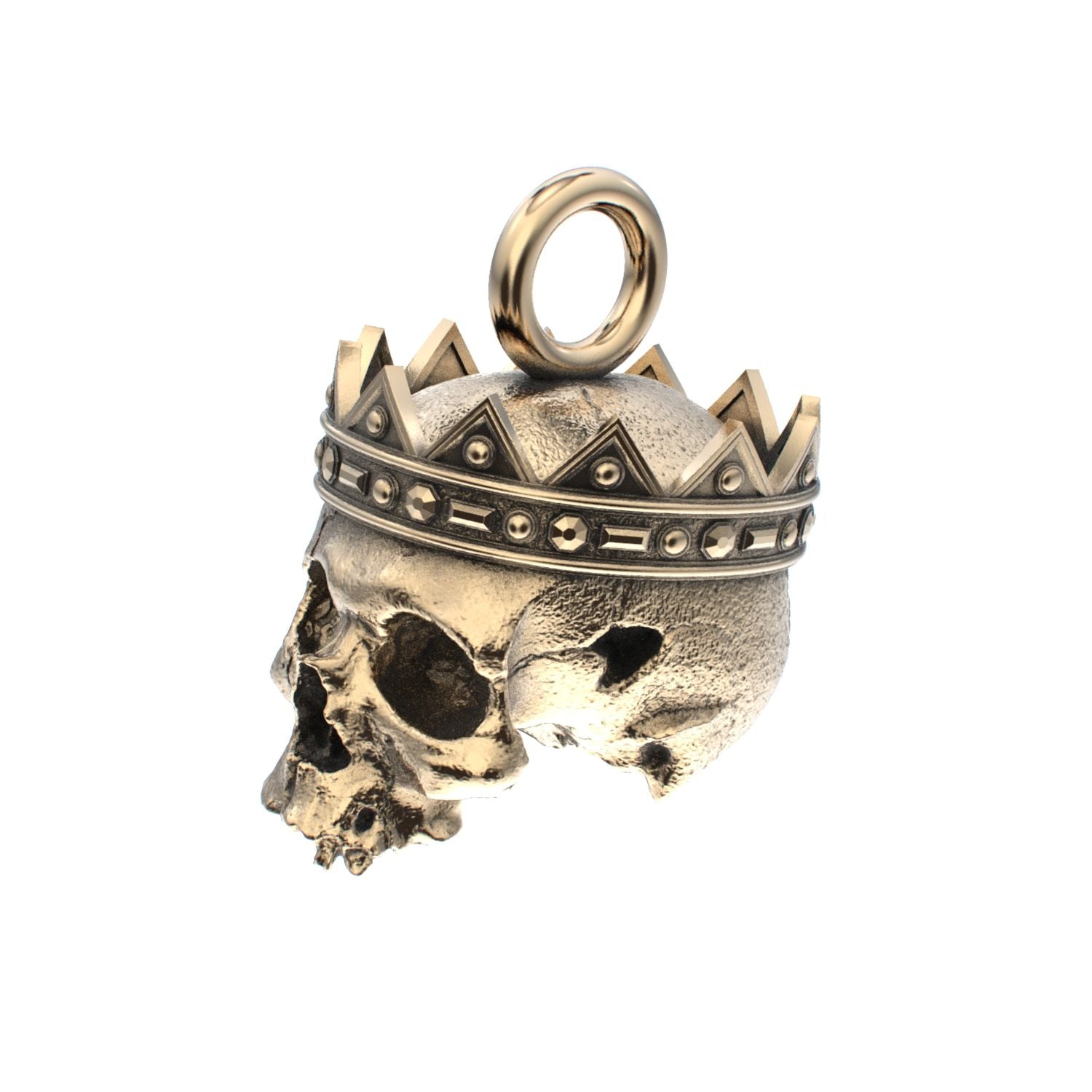 Fallen Kingdom - 9ct Gold Crowned Skull Pendant - BeckonJewel