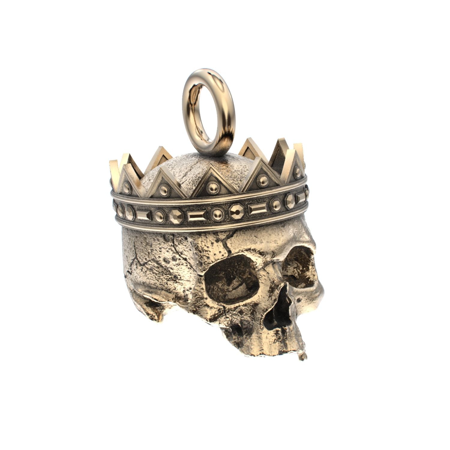 Fallen Kingdom - 9ct Gold Crowned Skull Pendant - BeckonJewel