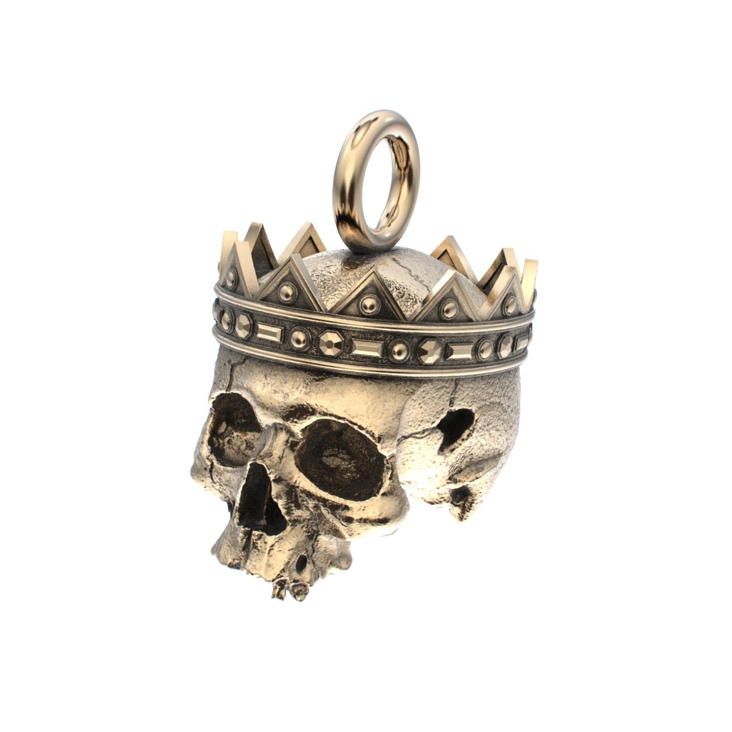 Fallen Kingdom - 9ct Gold Crowned Skull Pendant - BeckonJewel