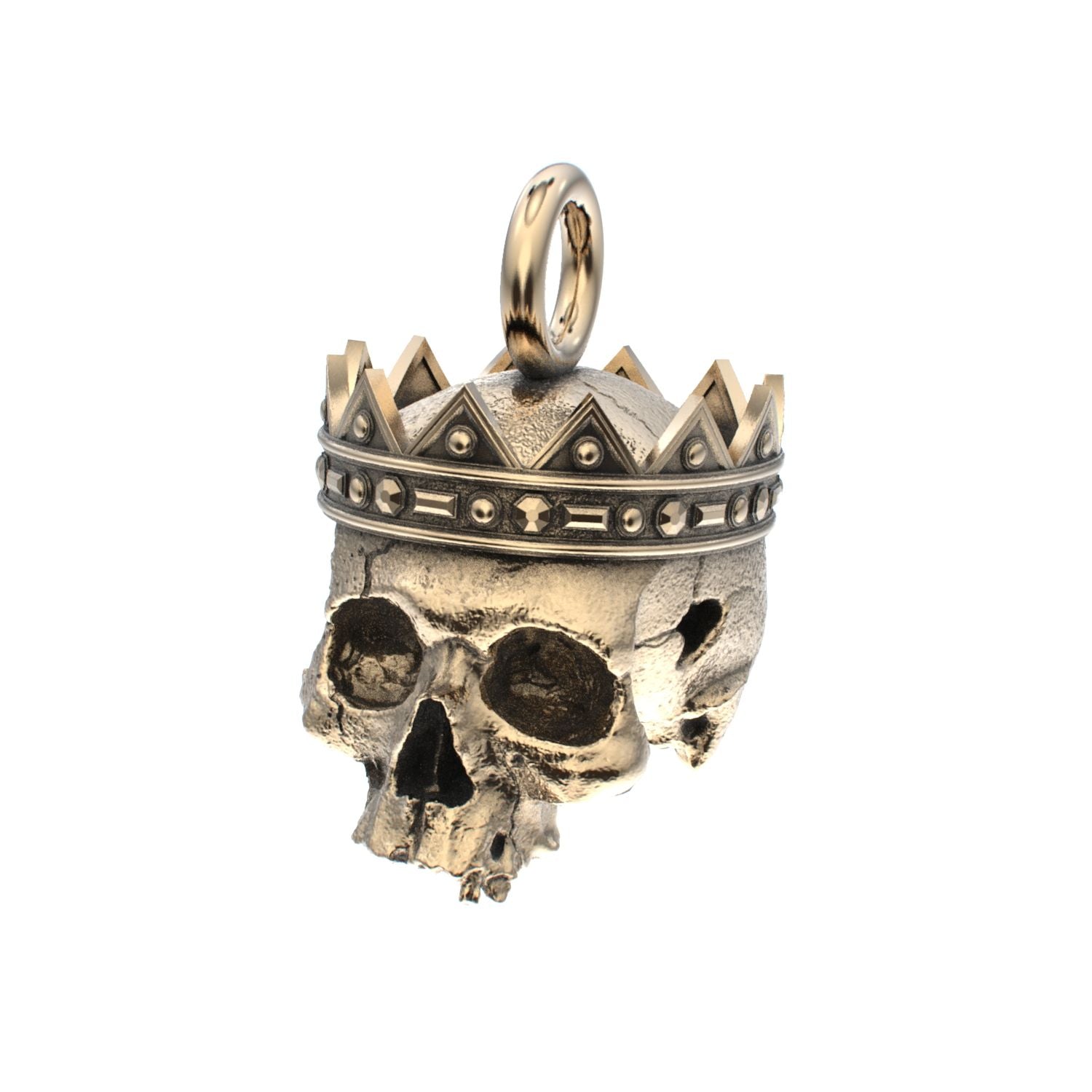 Fallen Kingdom - 9ct Gold Crowned Skull Pendant - BeckonJewel