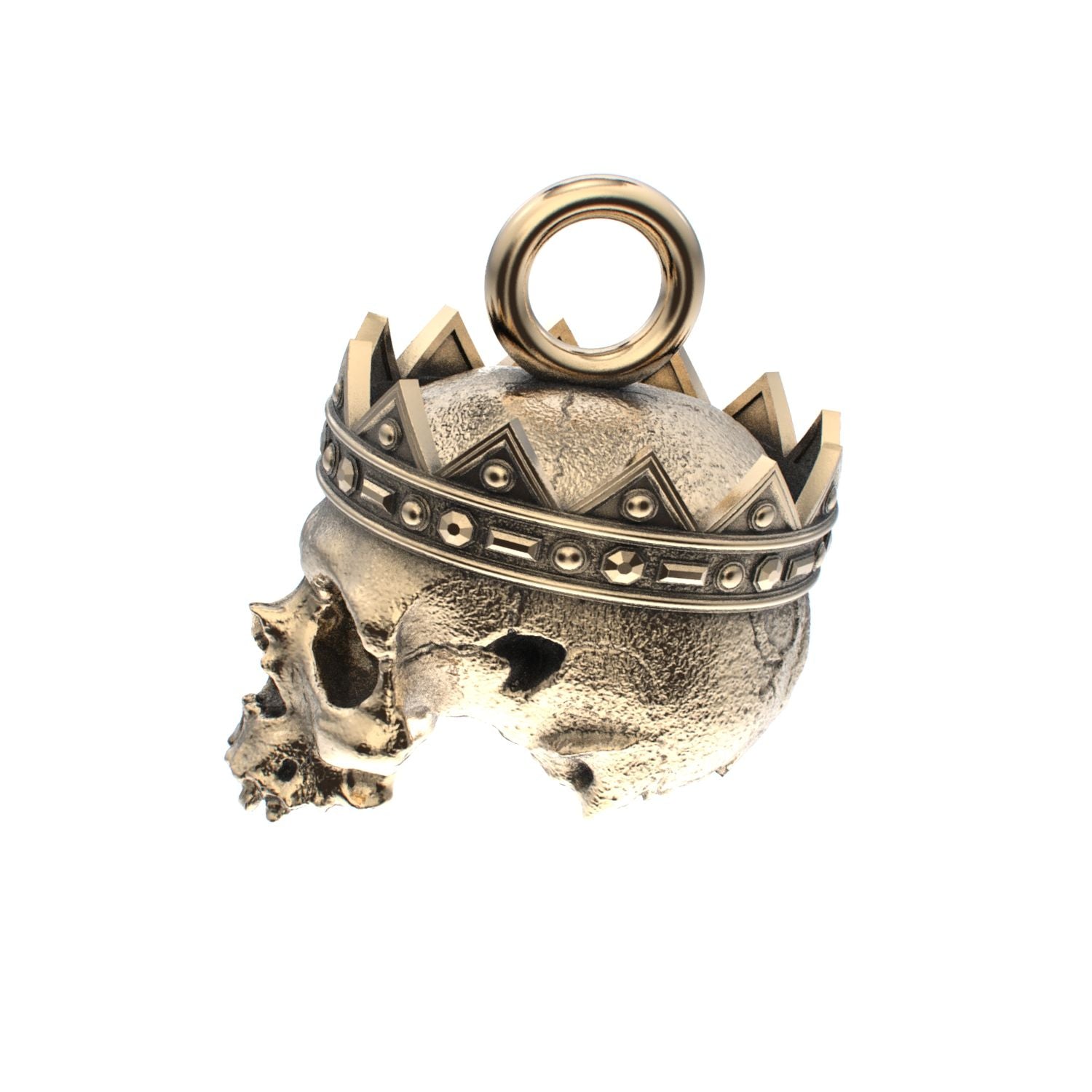 Fallen Kingdom - 9ct Gold Crowned Skull Pendant - BeckonJewel