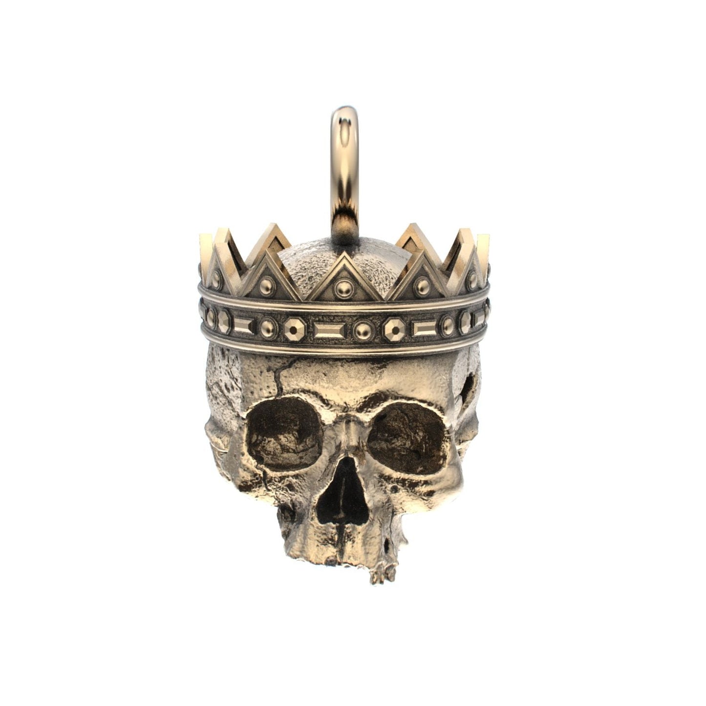 Fallen Kingdom - 9ct Gold Crowned Skull Pendant - BeckonJewel