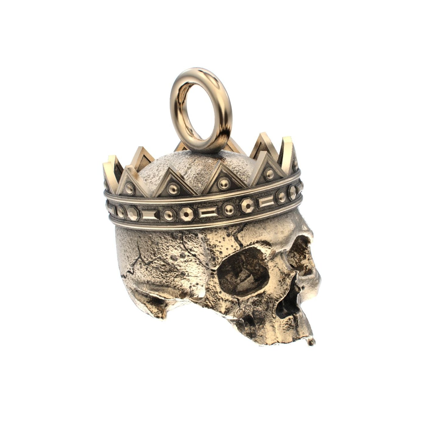 Fallen Kingdom - 9ct Gold Crowned Skull Pendant - BeckonJewel