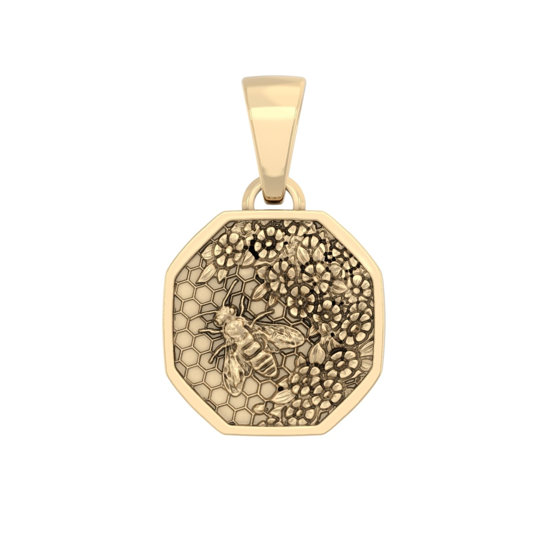 Honeycomb Bee Hex Pendant | Handcrafted 9ct Yellow Gold - BeckonJewel