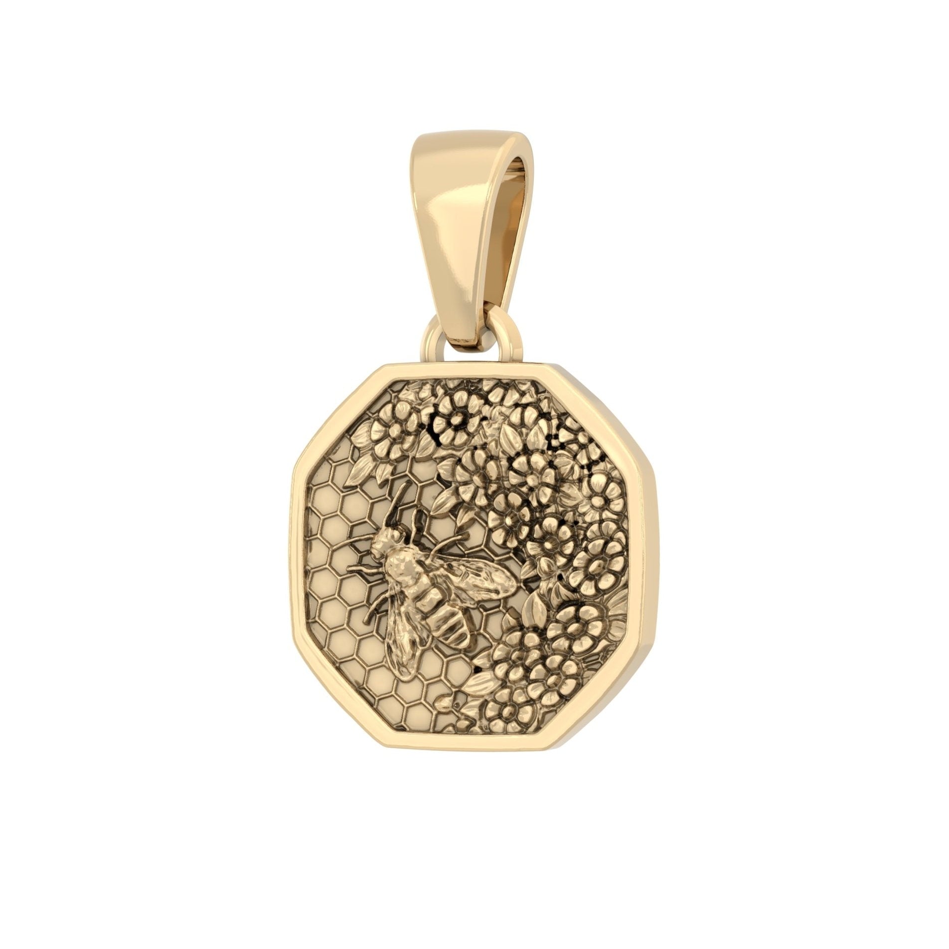 Honeycomb Bee Hex Pendant | Handcrafted 9ct Yellow Gold - BeckonJewel