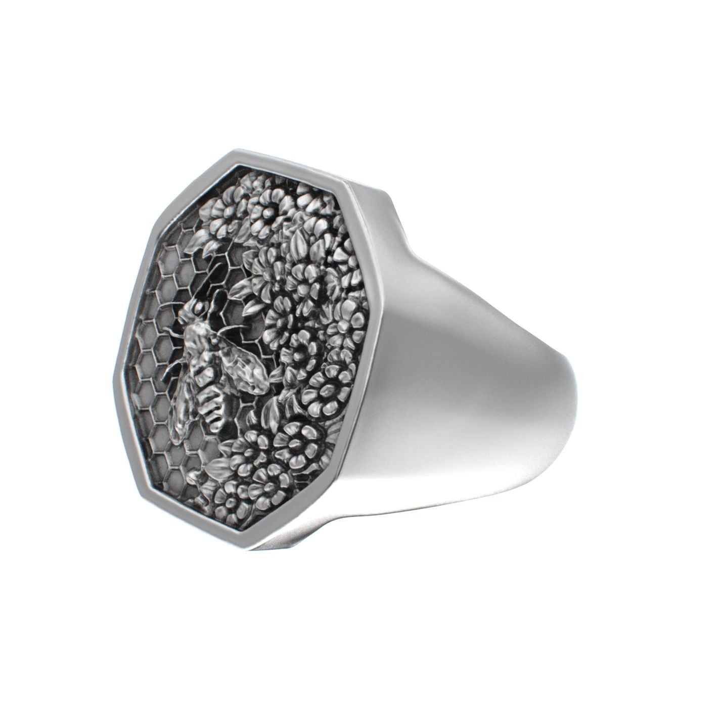 Honeycomb Bee Signet Ring - BeckonJewel