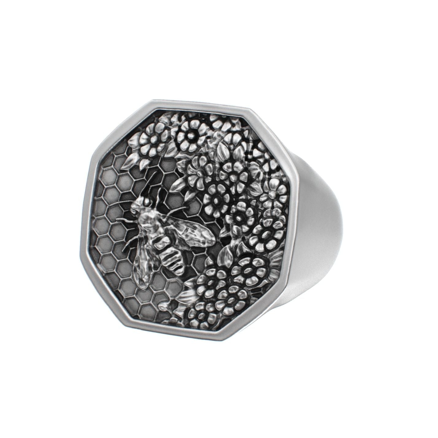 Honeycomb Bee Signet Ring - BeckonJewel