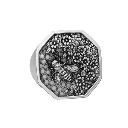 Honeycomb Bee Signet Ring - BeckonJewel