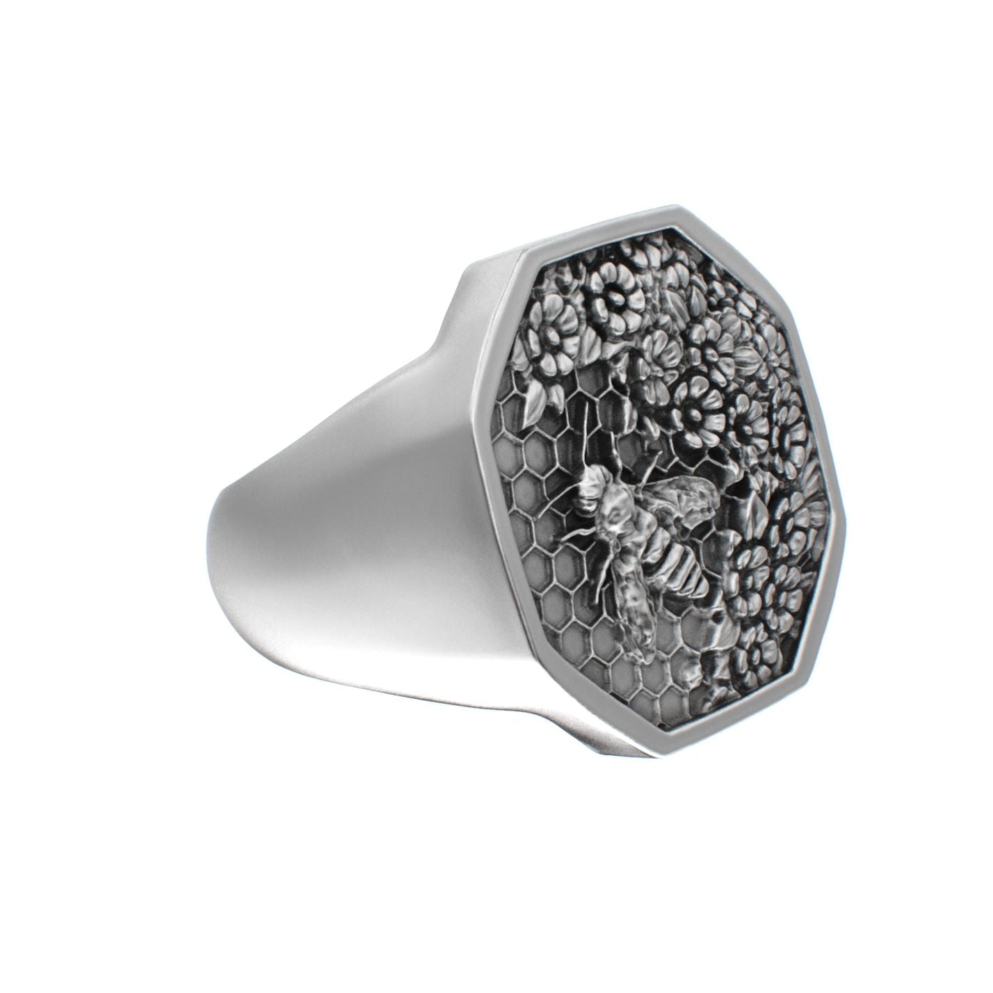 Honeycomb Bee Signet Ring - BeckonJewel