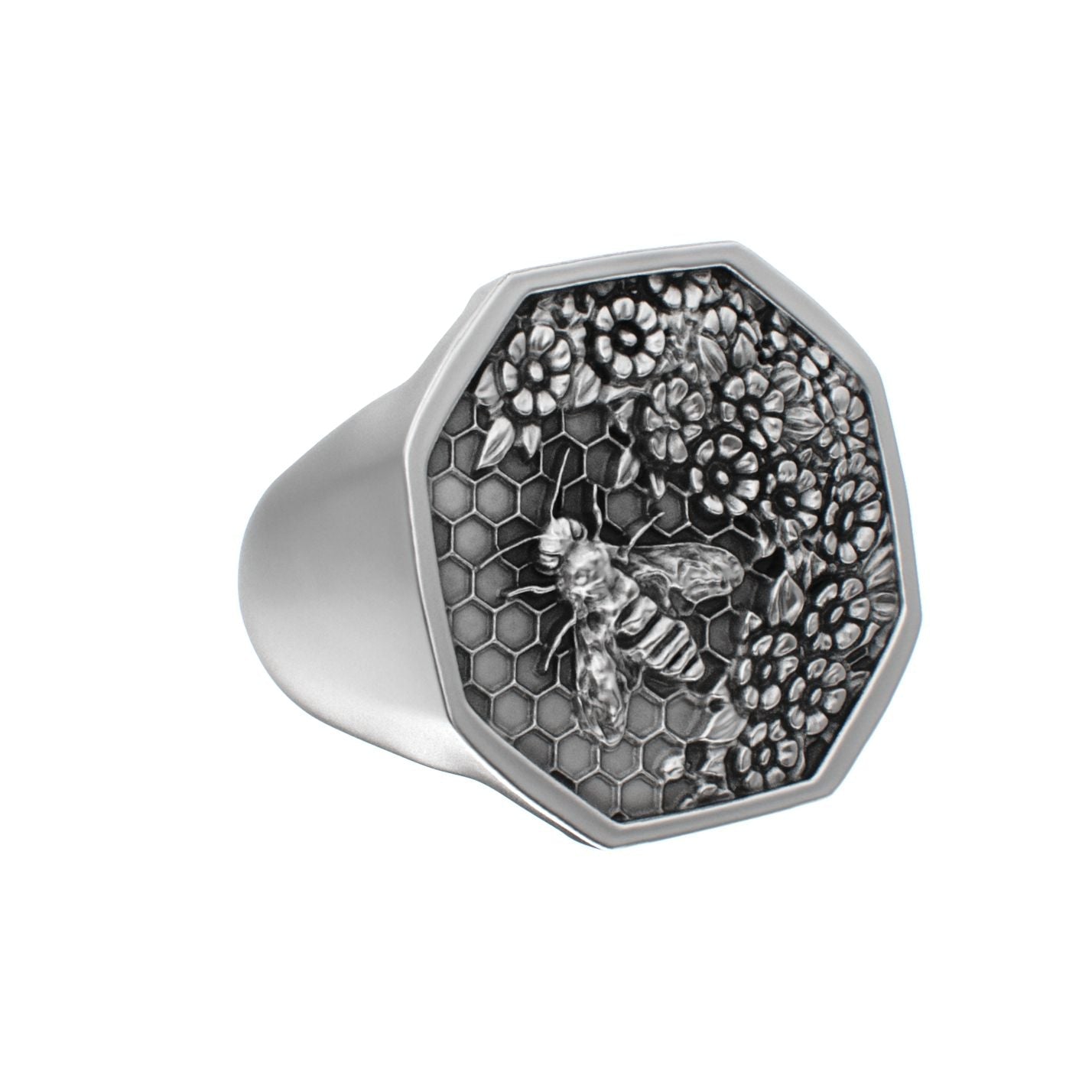 Honeycomb Bee Signet Ring - BeckonJewel