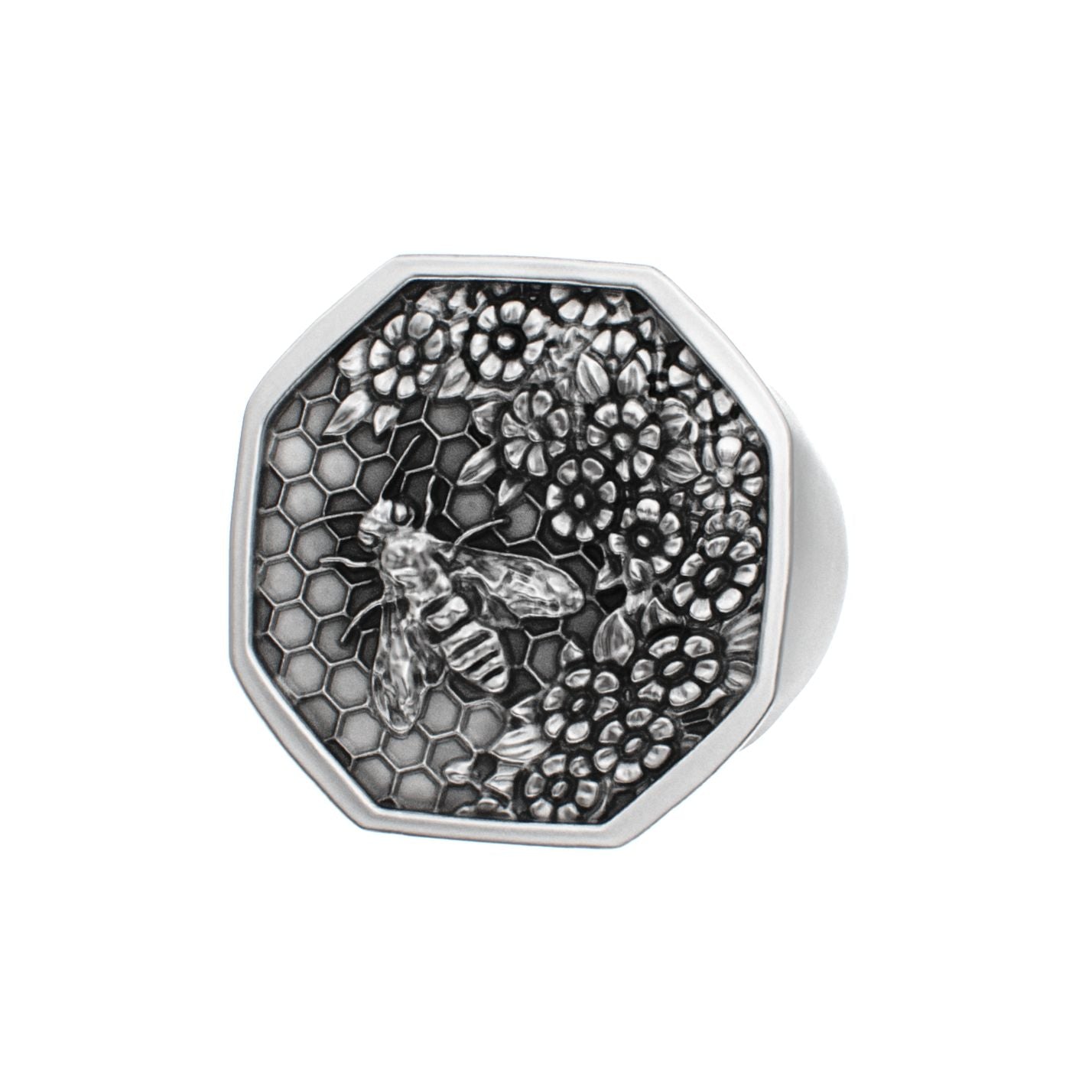 Honeycomb Bee Signet Ring - BeckonJewel