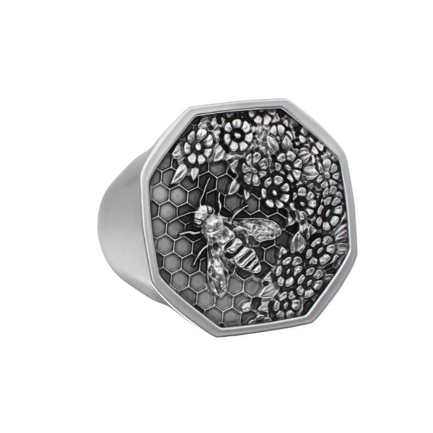 Honeycomb Bee Signet Ring - BeckonJewel