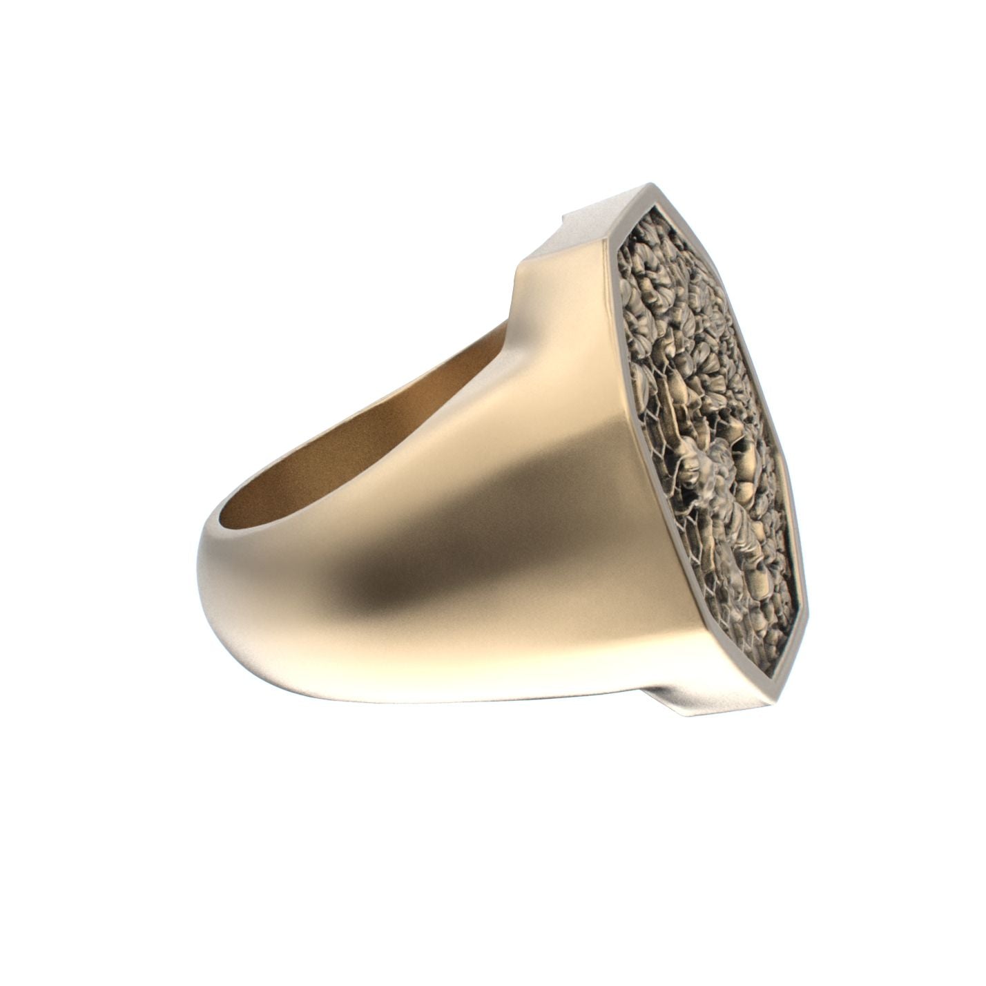 Honeycomb Bee Signet Ring - 9ct Gold - BeckonJewel