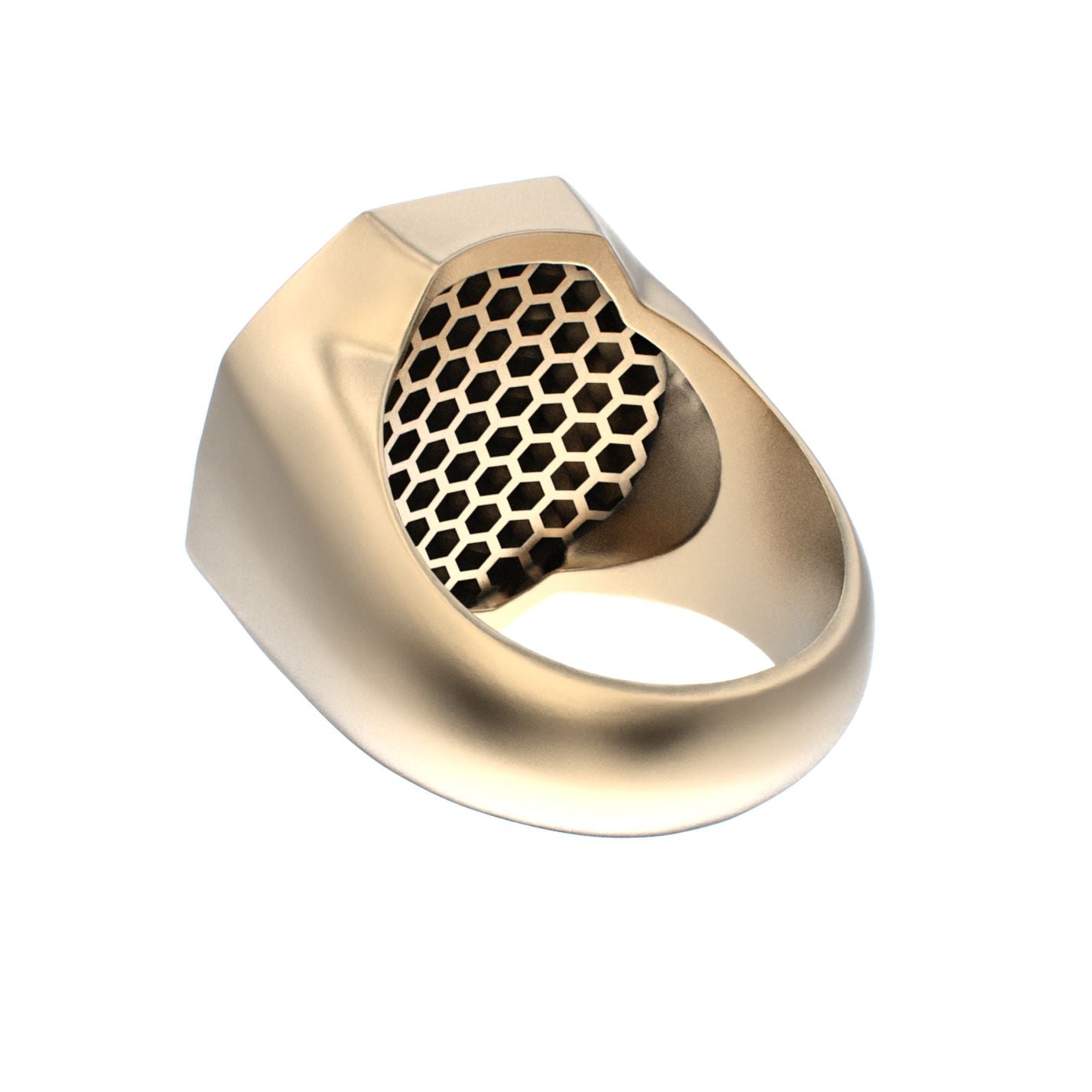 Honeycomb Bee Signet Ring - 9ct Gold - BeckonJewel