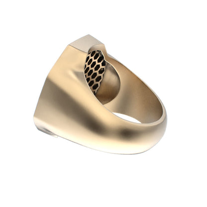 Honeycomb Bee Signet Ring - 9ct Gold - BeckonJewel