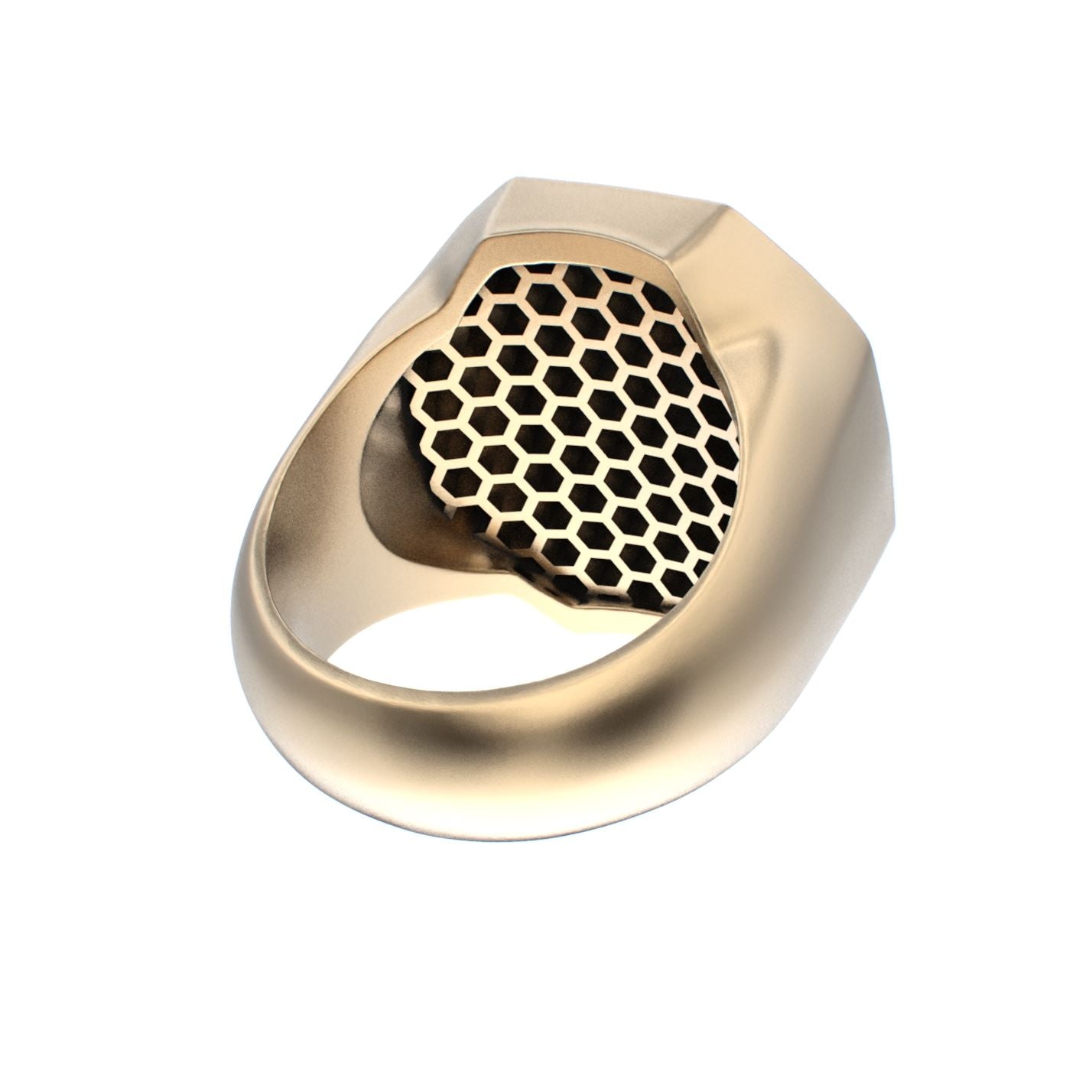 Honeycomb Bee Signet Ring - 9ct Gold - BeckonJewel