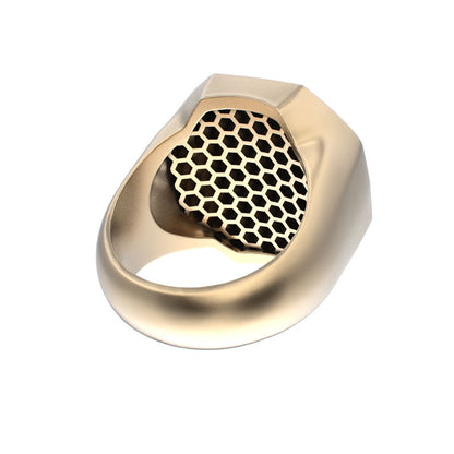 Honeycomb Bee Signet Ring - 9ct Gold - BeckonJewel