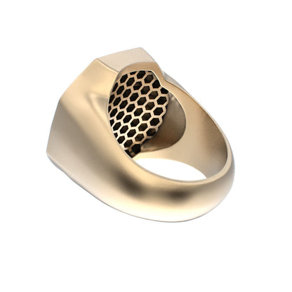 Honeycomb Bee Signet Ring - 9ct Gold - BeckonJewel