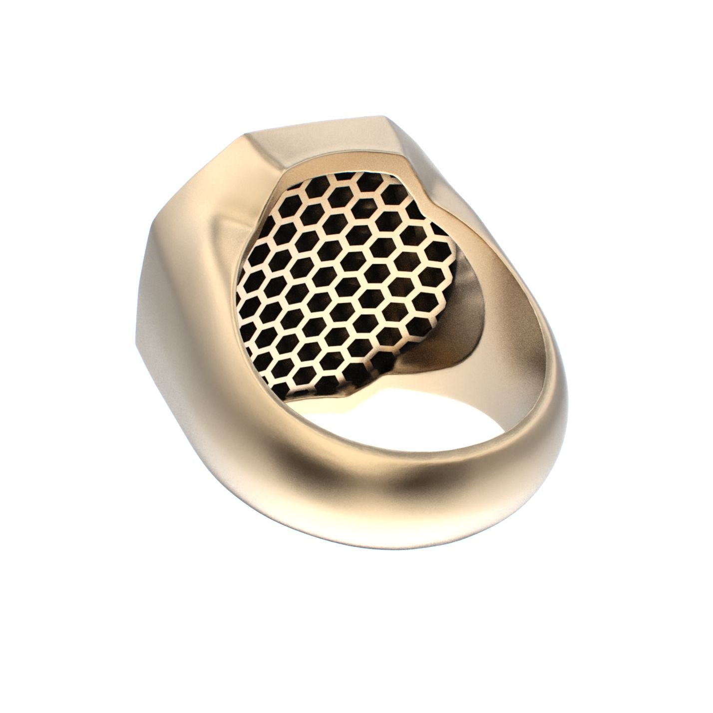 Honeycomb Bee Signet Ring - 9ct Gold - BeckonJewel