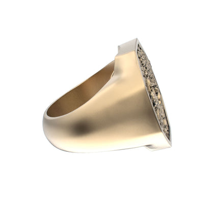 Honeycomb Bee Signet Ring - 9ct Gold - BeckonJewel