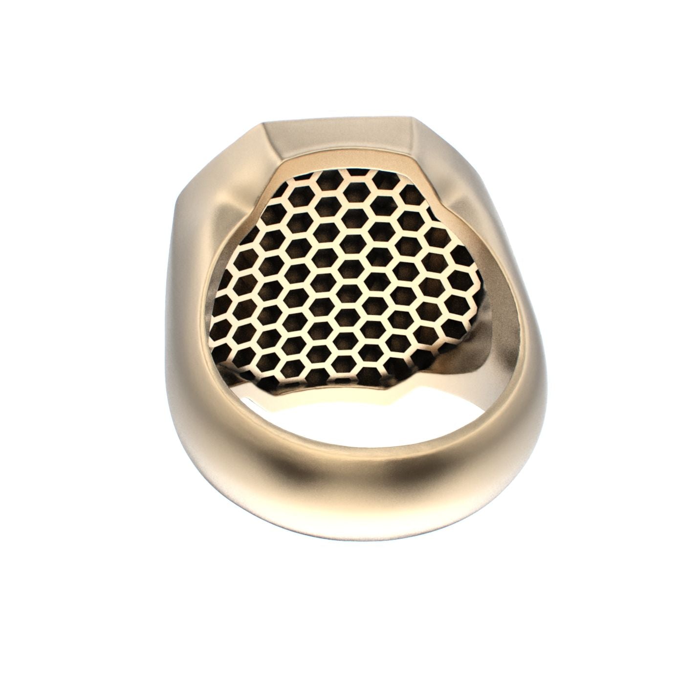 Honeycomb Bee Signet Ring - 9ct Gold - BeckonJewel