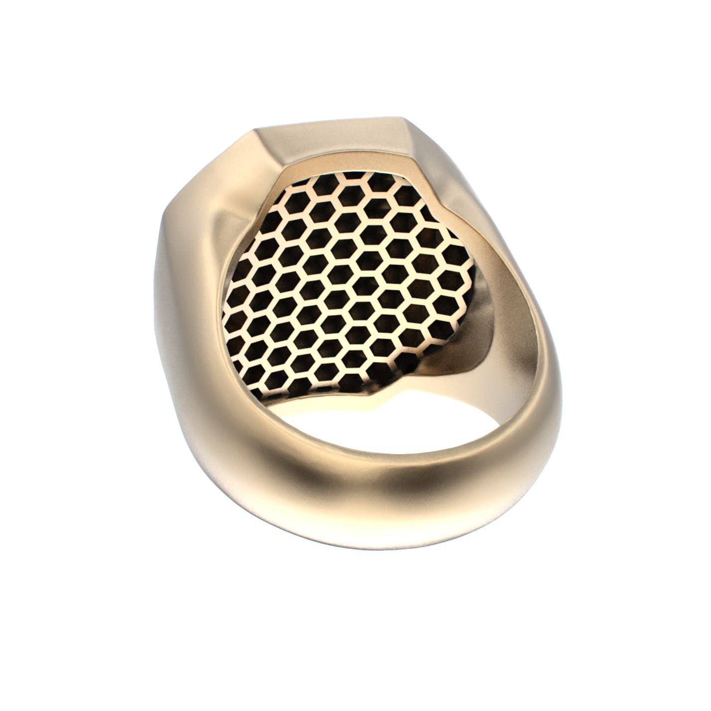 Honeycomb Bee Signet Ring - 9ct Gold - BeckonJewel