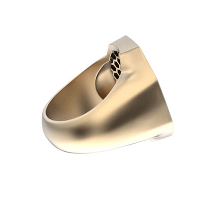 Honeycomb Bee Signet Ring - 9ct Gold - BeckonJewel