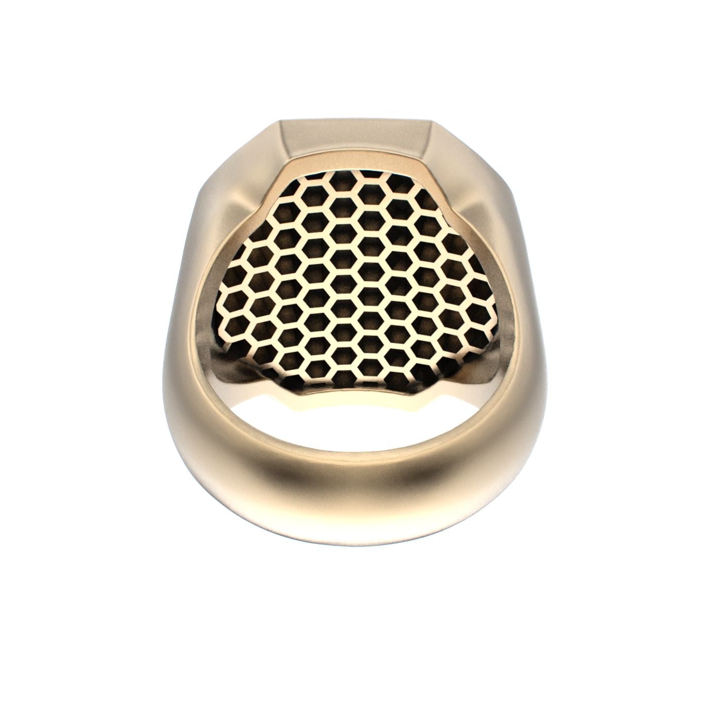 Honeycomb Bee Signet Ring - 9ct Gold - BeckonJewel