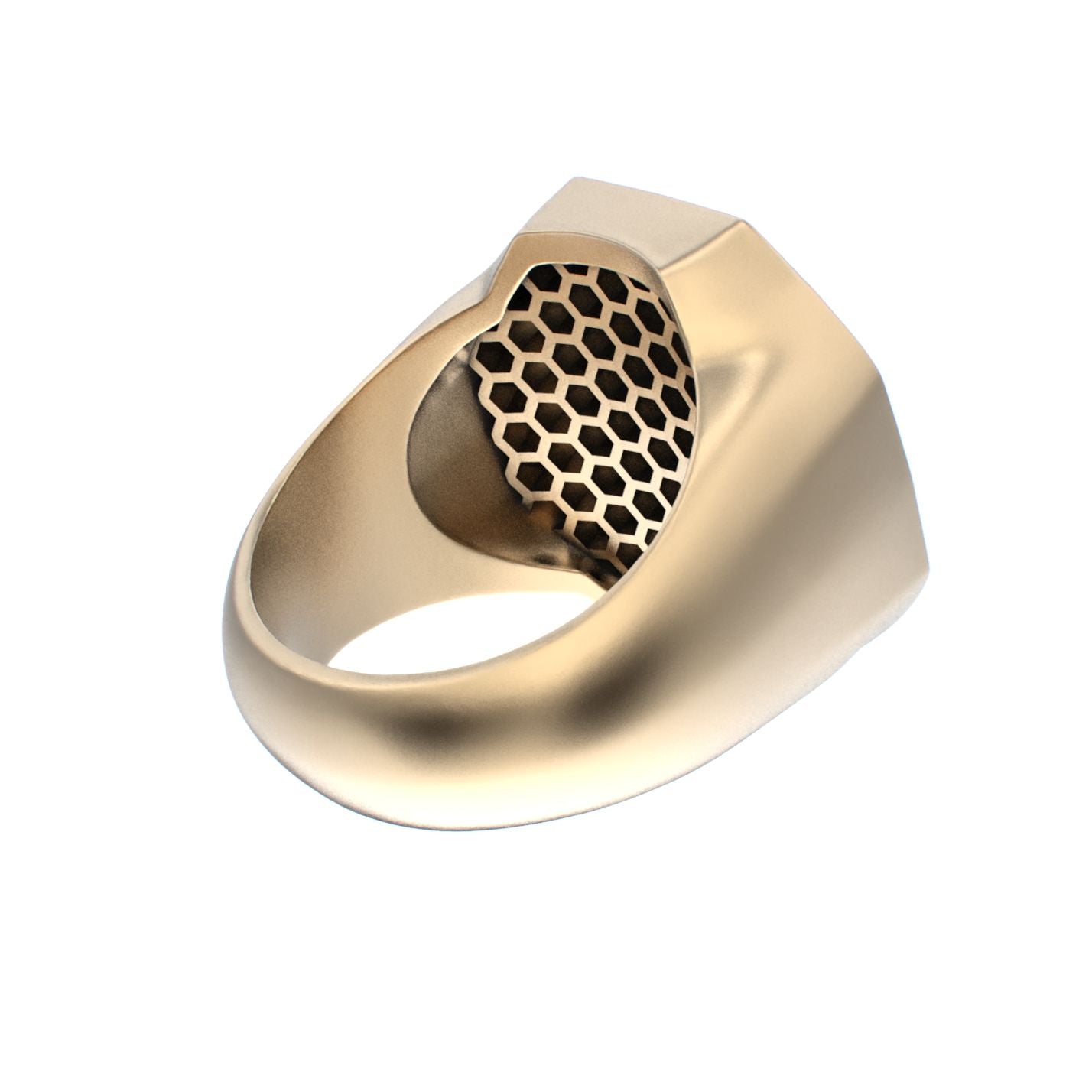 Honeycomb Bee Signet Ring - 9ct Gold - BeckonJewel