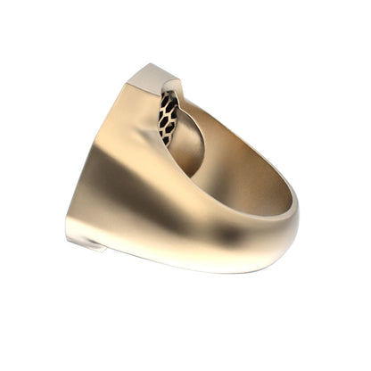 Honeycomb Bee Signet Ring - 9ct Gold - BeckonJewel